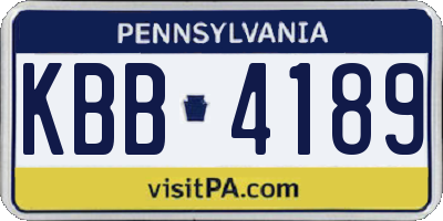 PA license plate KBB4189