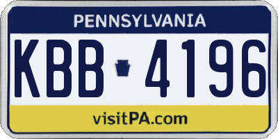 PA license plate KBB4196