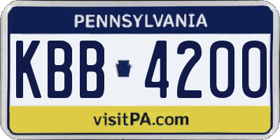 PA license plate KBB4200