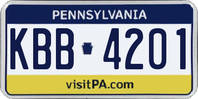 PA license plate KBB4201