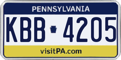 PA license plate KBB4205