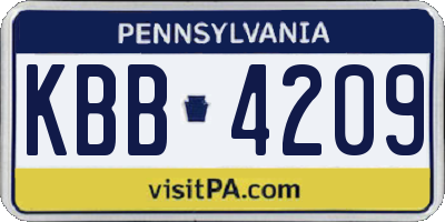 PA license plate KBB4209
