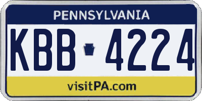 PA license plate KBB4224