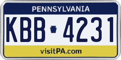 PA license plate KBB4231