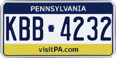 PA license plate KBB4232