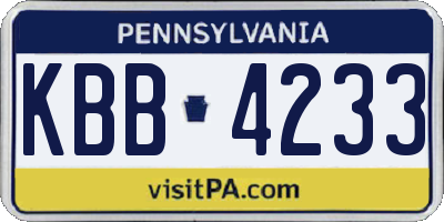 PA license plate KBB4233