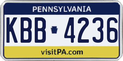 PA license plate KBB4236