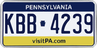 PA license plate KBB4239