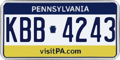 PA license plate KBB4243