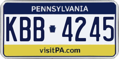 PA license plate KBB4245