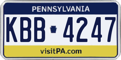 PA license plate KBB4247