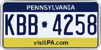 PA license plate KBB4258