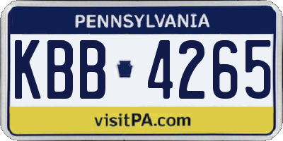 PA license plate KBB4265