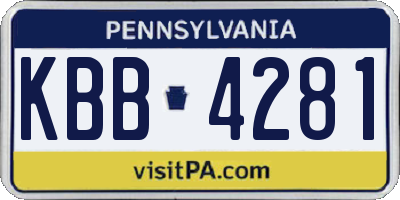 PA license plate KBB4281