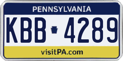 PA license plate KBB4289