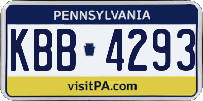 PA license plate KBB4293