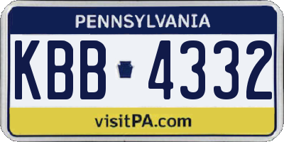 PA license plate KBB4332
