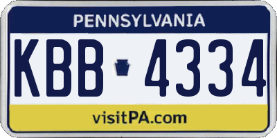 PA license plate KBB4334