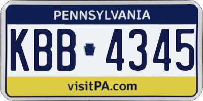 PA license plate KBB4345