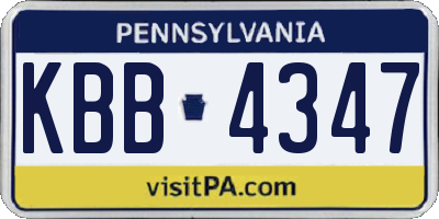 PA license plate KBB4347