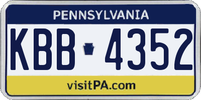 PA license plate KBB4352