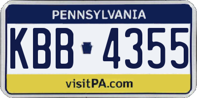 PA license plate KBB4355