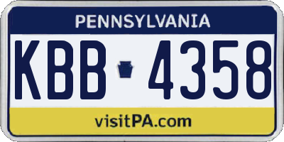 PA license plate KBB4358