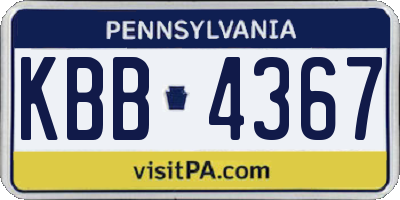 PA license plate KBB4367
