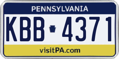 PA license plate KBB4371