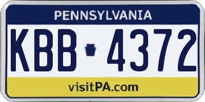 PA license plate KBB4372