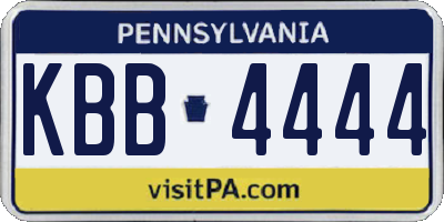 PA license plate KBB4444