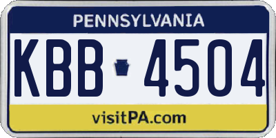 PA license plate KBB4504