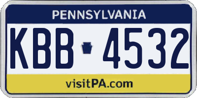 PA license plate KBB4532