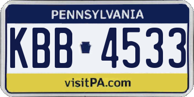 PA license plate KBB4533