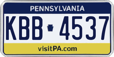 PA license plate KBB4537