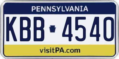 PA license plate KBB4540