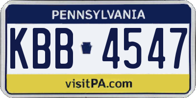 PA license plate KBB4547