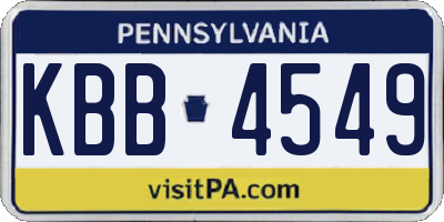 PA license plate KBB4549