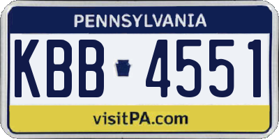 PA license plate KBB4551