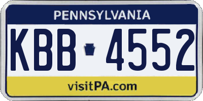 PA license plate KBB4552