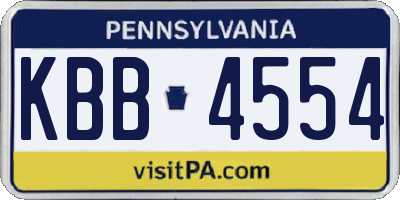 PA license plate KBB4554