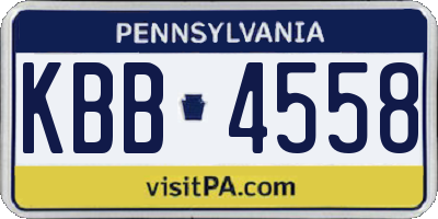 PA license plate KBB4558