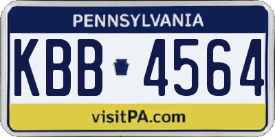 PA license plate KBB4564