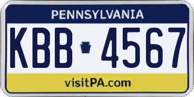 PA license plate KBB4567