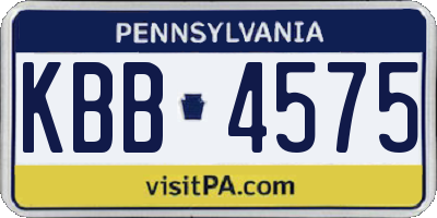 PA license plate KBB4575