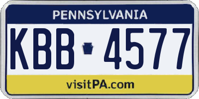 PA license plate KBB4577