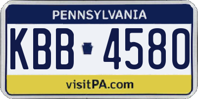PA license plate KBB4580