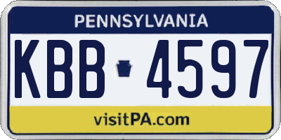 PA license plate KBB4597