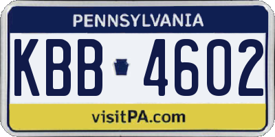 PA license plate KBB4602