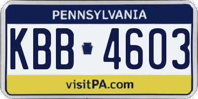 PA license plate KBB4603
